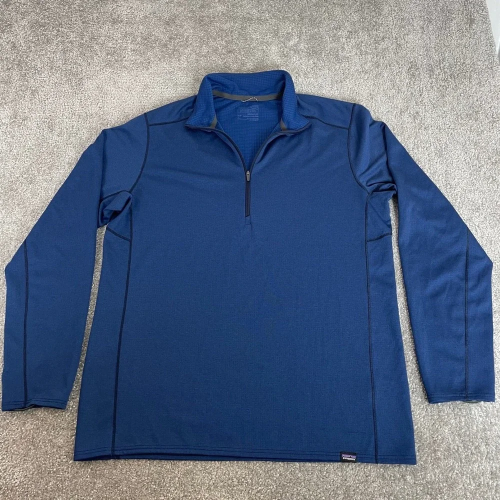 Patagonia Capilene 1/4 Zip Pullover Mens Large Midweight Zip Neck Baselayer Blue